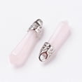 thumbnail image 2 of 2Pcs Natural Rose Quartz Pointed Pendants Pendants Charms with Platinum Plated Alloy Findings Gemstone Pendant for Necklace Bracelet Jewelry Making DIY Craft Making, 2 of 2