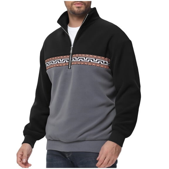 ZVNAΖH Men's Fleece Pullover Quarter-Zip Up Mock Neck Golf Sweatshirt Casual Lightweight Warm Long Sleeve Cozy Sweater