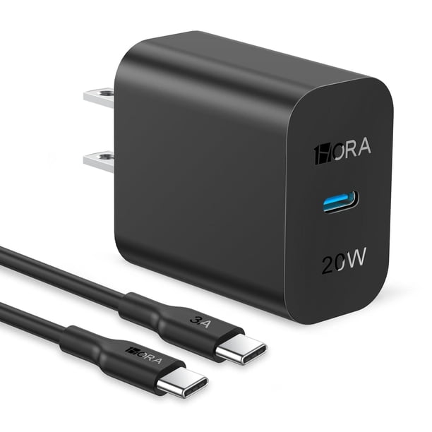 1 Hora Cargador Tipo C, PD 20W Cargador Carga Rápida, con Cable USB C a C 1M 3A, Compatible con IP15