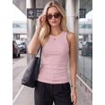 thumbnail image 6 of Ribbed Tank Tops for Women, High Neck Sleeveless Racerback, Slim Fit Long Basic Knit Casual Layering Shirts, 6 of 6