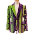 thumbnail image 4 of Chaqueta de Vestido de Ceremonia de Impresión de Corduro Largo para Hombre con Bolsillos, Blazer de Partido Delantero de Botón para Invierno Primavera, 4 of 4