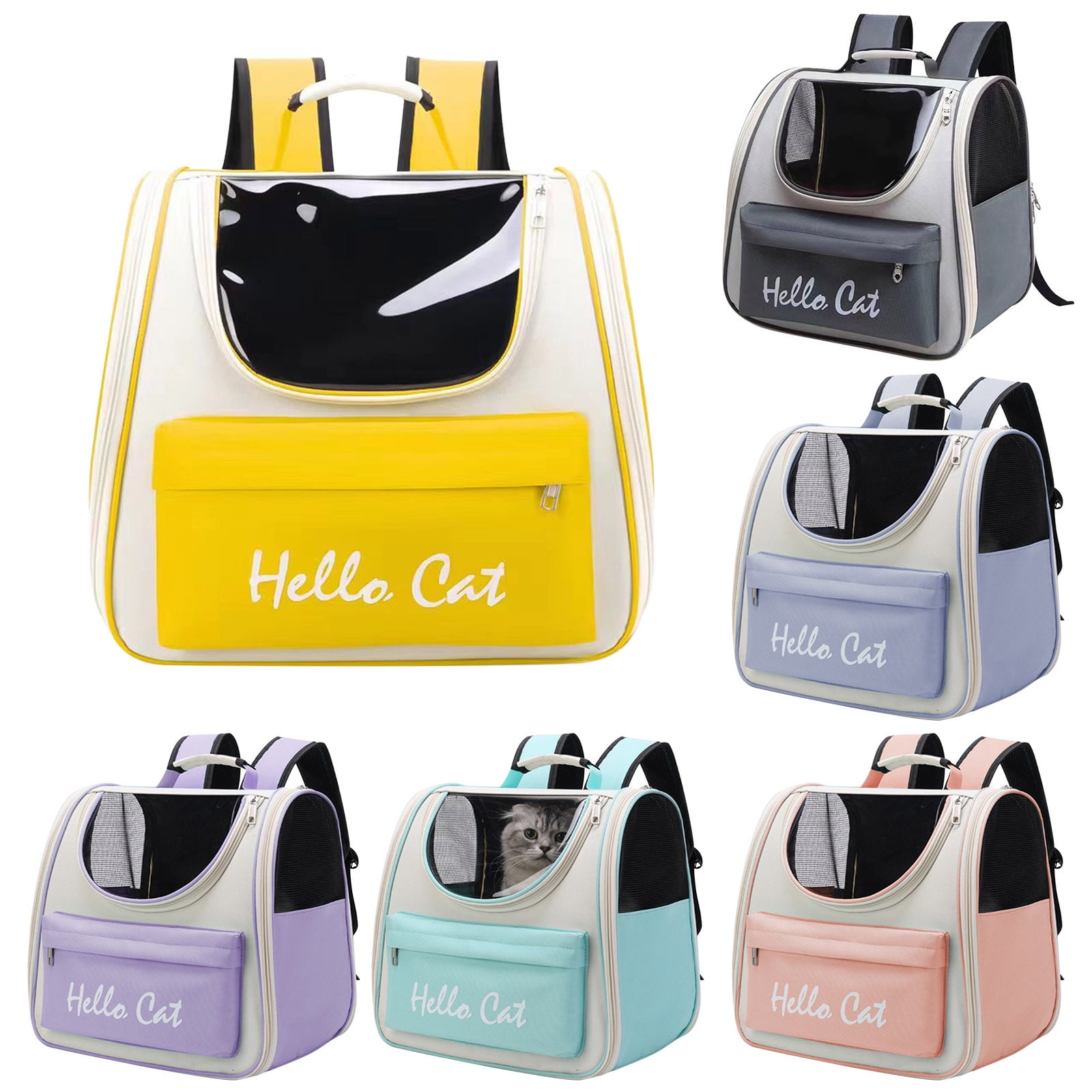 Bdday Cat Backpack Carrier, Breathable Cat Carrier Large Space Bubble Pet Backpack for Kitty Small Dog Up To 15lbs, Transparent & Foldable Pet Carrier for Travel Hiking