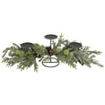 thumbnail image 2 of Northlight Triple Candle Holder with Frosted Foliage and Pine Cones Christmas Decoration - 26", 2 of 5