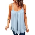 thumbnail image 1 of Mujeres moda sexy sin mangas color sólido chaleco tops tanque chaleco con volantes dobladillo blusa Pompotops lopia991559, 1 of 9