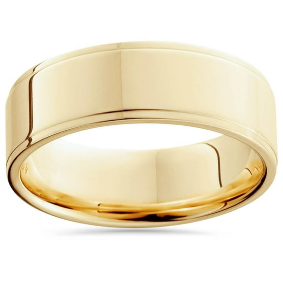Pompeii Flat Step Cut Wedding Band 14K Yellow Gold (,)