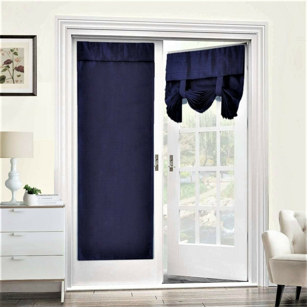 Gaby Navy Blue Blackout Curtain For, Patio Door Curtain Panel Blue