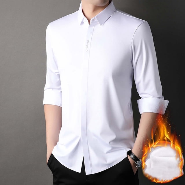 pstuiky Camisas suaves de manga larga para hombre, Camisa holgada de manga larga con cuello abatible de terciopelo de color liso para hombre Tops casuales para hombres xxxl