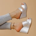 thumbnail image 2 of Xucatan Women's Patent Leather Wedge Sandals, Open Toe Double Strap Platform Mules, Gold Heel Summer Beach Slippers, Versatile Casual Dressy Holiday Style Gift, 2 of 9