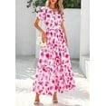 thumbnail image 4 of PRETTYGARDEN Women's Summer Boho Maxi Dresses Floral Short Sleeve V Neck A Line Tiered Flowy Long Beach Vacation Dress, 4 of 8