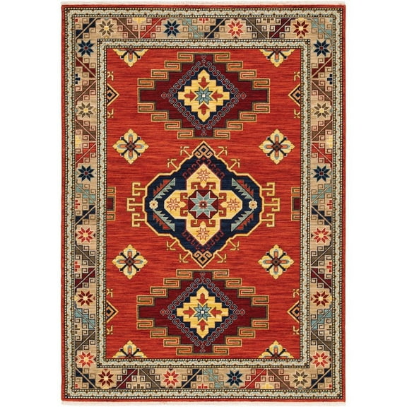 Oriental Weavers Lilihan Area Rug 5504P Traditional Red Bulbs Vines 7' 10" x 10' 10" Rectangle