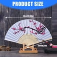 thumbnail image 5 of Handheld Silk Fabric Folding Fan Natural Bamboos Frame Classical Flower Pattern Portable Decorative Accessories, 5 of 11