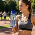 thumbnail image 3 of Sports Water Bottle with Leak Proof Flip Top Lid, BPA Free Reusable Plastic Water Bottle for Daily Gym and Outdoor Travel, Portable Handheld Water Bottle with Hand Wrist Strap, 1Pc(Blue1,8.6x2.5"), 3 of 7