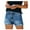 Blue, variant on Sngxgn Women's High Rise Roll up Hem Straight Leg Denim Jean Shorts with Pocket(Blue,S)