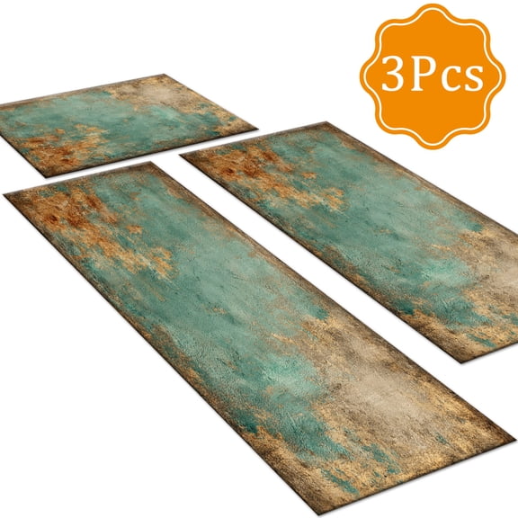 FENGFAN 3 Piece Abstract Farmhouse Kitchen Rug Set Non Slip Washable 20x32 20x47 20x59 Inch 1 Pack