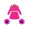 thumbnail image 4 of iiniim Girls Cheerleading Dance Long Sleeve Dress with Flower Balls Stage Performance Hot Pink 16, 4 of 7