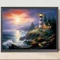 thumbnail image 1 of 5D bricolaje taladro redondo completo diamante pintura Seaside Lighthouse Home Decor (V4975) FLhrweasw Nuevo, 1 of 9