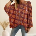 thumbnail image 2 of Womens Pullover Sweaters Crochet Cat Pumpkin Ghost Graphic Oversized Knit Pullover Cozy Fall Sweater Pullover Sweaters for Women, 2 of 4