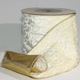 thumbnail image 2 of Gold Backed Ivory Velvet with Gold Pearl Edge Wired Craft Ribbon 6" x 20 Yards, 2 of 2