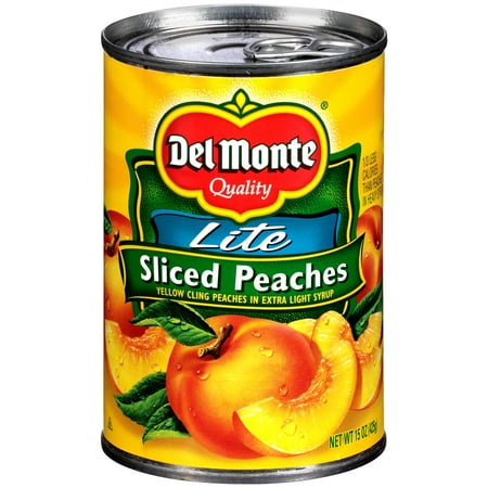 (6 Pack) Del Monte Lite Sliced Yellow Cling Peaches In Extra Light Syrup, 15