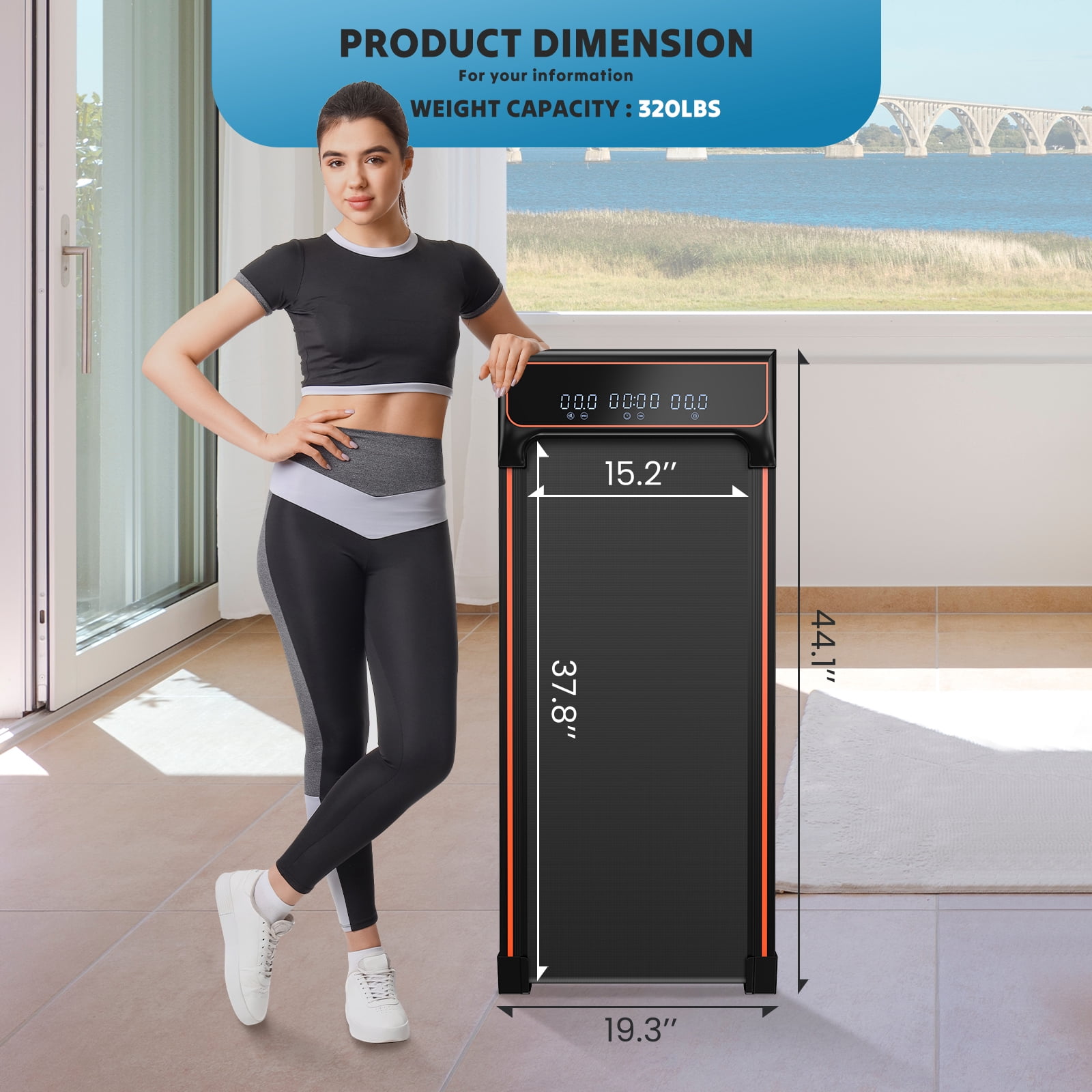 CONCETTA Walking Pad Treadmill with Remote Control, Slim Design for Home & Office, Speed Range 0.6~3.8mph