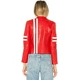 thumbnail image 3 of Women's Genuine Red Lambskin Leather Jacket Motorcycle Biker Slim fit Biker Jacket W443, 3 of 4