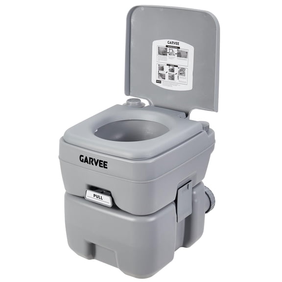 GOCAPTAIN Portable Toilet, 5.3 Gallon Camping Toilet with Removable Tank & Storage Bag for Outdoor, RV, Truck, Light Gray