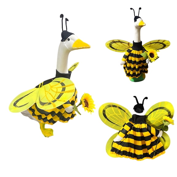 TUWAFE Goose Outfits Porch Goose Clothes Goose Costume,Bee Shape Porch Goose Clothes Costume for 23" Goose,Cement Statue Yard Front Porch Lawn Outdoor Patio Art Decoration,Green