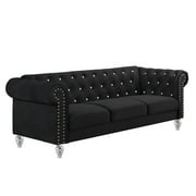 New Classic Furniture Emma Crystal Velvet Fabric Sofa in Black