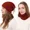 Burgundy, variant on 2-in-1 Convertible Beanie & Scarf for Women, Warm Knit Winter Neck Warmer, Adjustable Drawstring Hood, Fashion Cold Weather Accessory,White