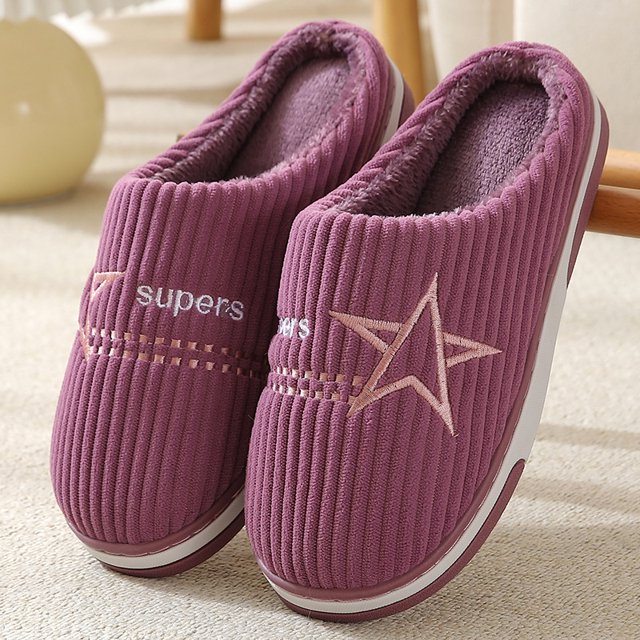 Pantuflas de algodón para otoño e invierno, pantuflas de algodón para mujer, suela gruesa, cálidas, para el hogar, de gran tamaño, para hombre
