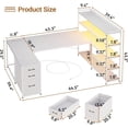 thumbnail image 2 of U Shaped Computer Desk with 3 Fabric Drawers and 5-tier Storage Shelves, Home Office Desk with LED Lights, 2 of 6