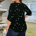 thumbnail image 4 of Abcomgle Plus Size Tunic Tops for Women 4x-5x Trendy 3/4 Sleeve Tops Polka Dot Print T-Shirt V Neck Shirts Loose Casual Tunics Blouses 4XL,Black, 4 of 5
