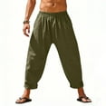 thumbnail image 5 of Xuniizn Linen Pants Men Casual Elastic Waist Beach Holiday Pants with Pockets Plus Size Loose Breathable Cotton Boho Jogger Pants, M-3XL, 5 of 8
