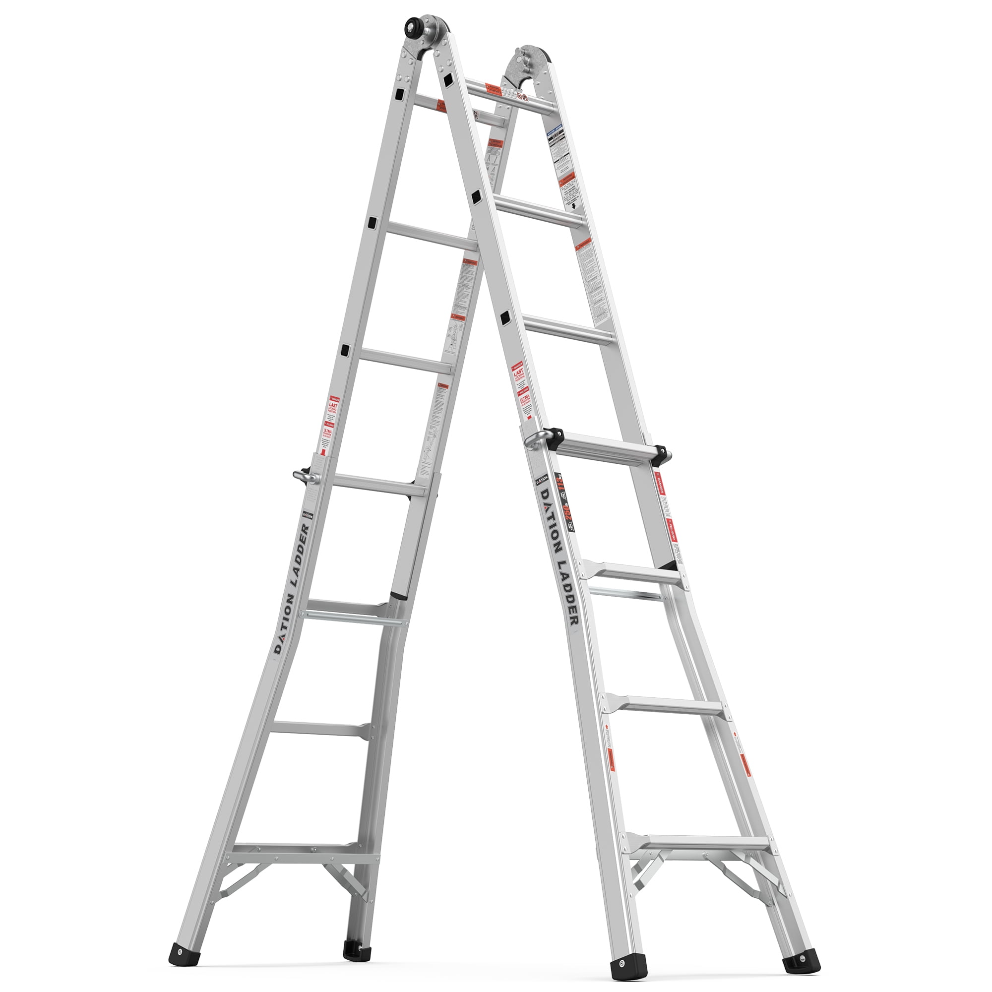 Kadyn Aluminum Retractable Step Stool, Silver Modern Multi-Use Ladder, Extension Telescoping Multi-Position Ladders for Home.