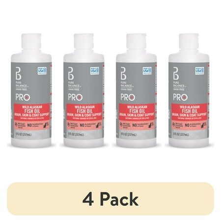 (4 pack) Pure Balance Pro+ Wild Caught Alaskan Fish Oil Supplement for Cats, 8 fl oz