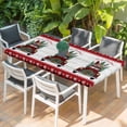 thumbnail image 2 of Christmas Truck Table Cloths for 3 Foot Rectangle Tables, Xmas Snowflakes Winter Plaid Tree Wooden Patio Waterproof Elastic Fitted Tablecloths, Washable Rectangular Table Cover for Camping, 2 of 8