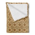 thumbnail image 2 of Retro Soft Flannel Fleece Blanket, Prehistoric Oriental Composition of Triangles Dots Flower Leaves Repeating Pattern, Cozy Plush for Indoor and Outdoor Use, 50" x 70", Caramel Tan, by Ambesonne, 2 of 5