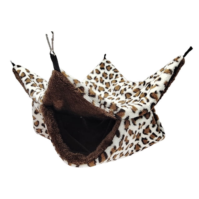 Methold Hamaca para ratas suspendida de doble capa, cama colgante, jaulas de animales, casa para ratas, multifunción, dulce regalo, Hábitats y jaulas para animales pequeños Manchas marrones 20*20