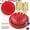 Red and Gold, variant on 175 count Black Scalloped Plastic Plates with  Trim - Black Plastic Silverware with Handle - Fancy High-End Dinnerware Sets for Wedding & Party