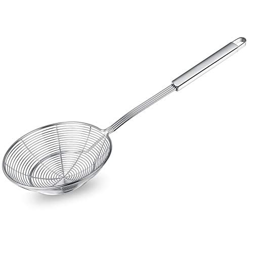 Nigoz Strainer Skimmer Stainless Steel Spider Strainer Ladle for Pasta Spaghetti Noodles and Frying in Kitchen 12 Inches Bowl Creative and Exquisite Workmanship Top Quality