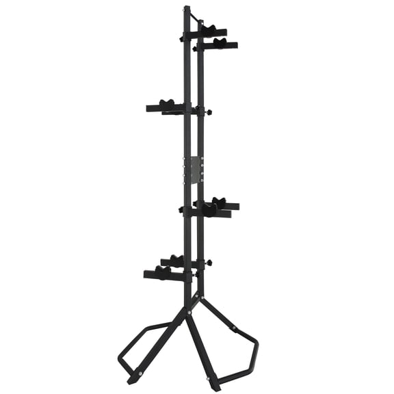 SKYSHALO Gravity Bike Stand for 4 Bikes, Vertical Freestanding Bike Holder, Adjustable Garage Bicycle Rack, Durable Metal Construction, Easy Setup, Ideal for Home, Garage, 260 lbs Capacity, Black