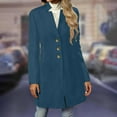 thumbnail image 5 of Wutalume Women's Fashion Long-Line Slim-Fit Coat Solid-Colour Long-Sleeved Outerwear, Elegant Wool Blend, Perfect for Fall and Winter, Office and Casual Occasions,Blue M, 5 of 7