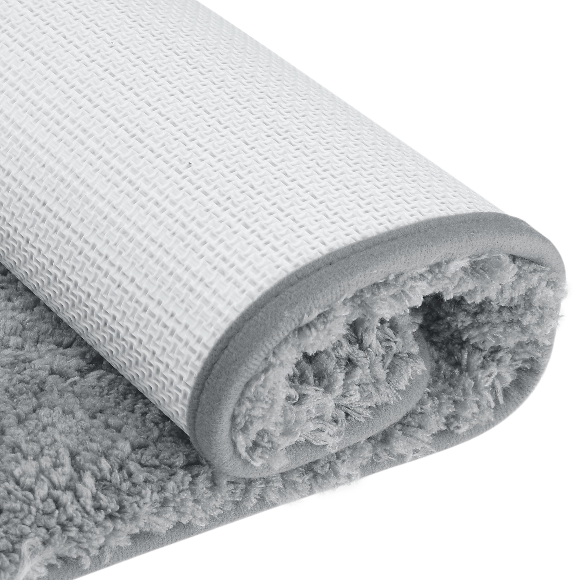 Unique Bargains Luxury Bath Mat Rug Solid Plush Shaggy Bath Carpet Floor Grey 16"x24"