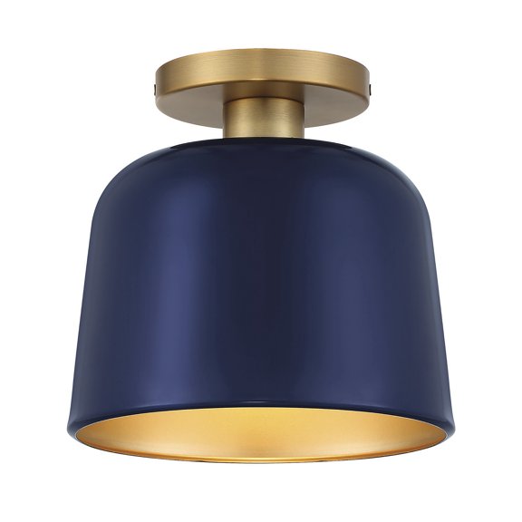 Trade Winds Nora 1-Light Ceiling Light in Navy Blue with Natural Brass