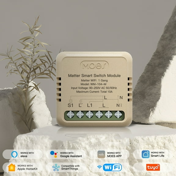 WiFi Smart Relay with Energy Meter, Work with Google Assistant & Alexa, Mini Smart Light Switch Module as Home Assistant, No Hub, Timer Relay 1 Gang 16A 1PC, Smart Life/Tuya App