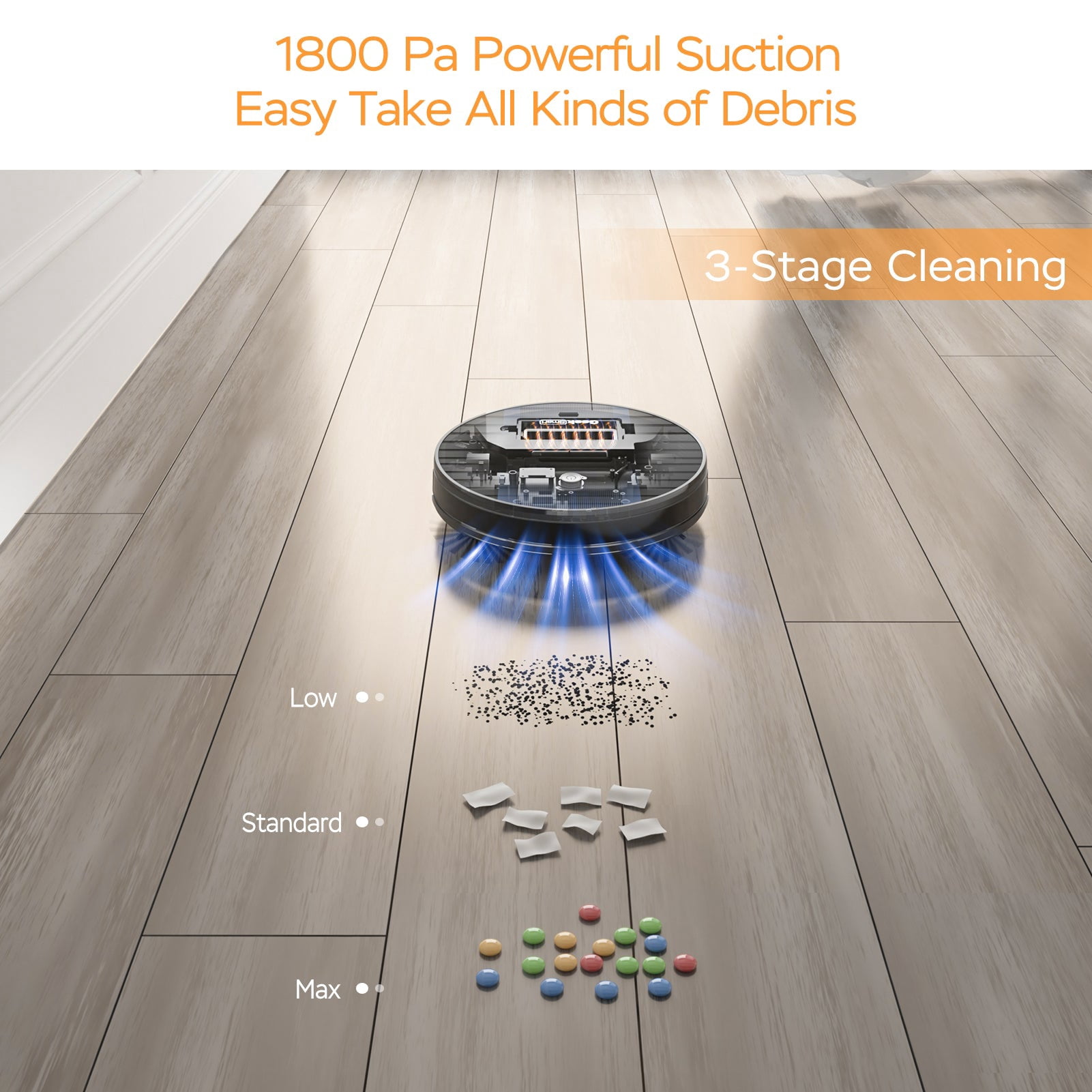 Geek Smart G6 Robot Vacuum Cleaner, Ultra-Thin, 1800Pa Strong Suction, Automatic Self-Charging, Wi-Fi Connect, App Control, Great for Hard Floors to Carpets