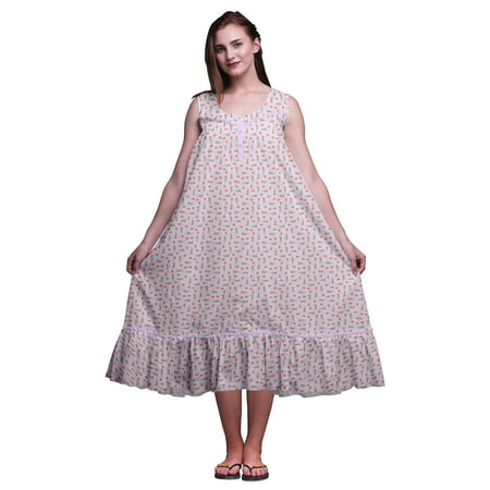 

Bimba Light Violet4 Kids Mushroom & Bunny Cotton Nightgowns For Women Mid-Calf Printed Sleepwear Night Dress Small