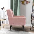 thumbnail image 4 of Glavbiku Modern Soft Armchair Velvet Upholstered Accent Chair with Black Leg for Indoor,Pink,Adult, 4 of 12