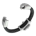 thumbnail image 2 of Stainless Steel Black Leather Silver-Tone Skull Men's Bracelet, 2 of 3