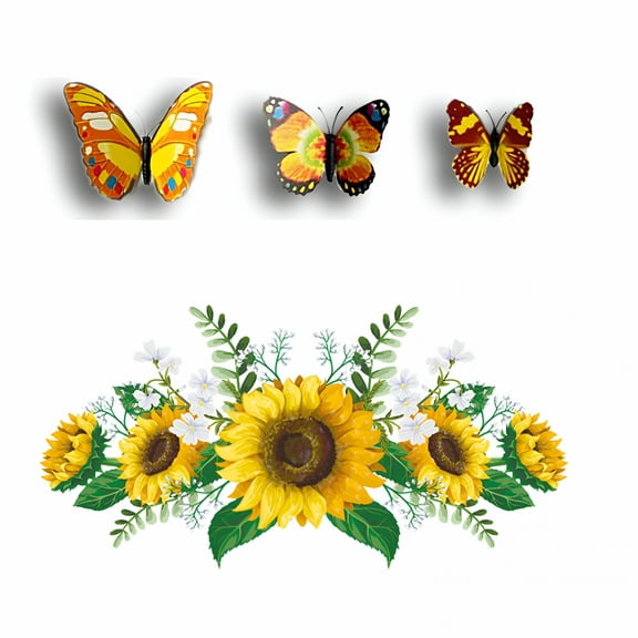 LAMIRO Peel And Stick Wallpaper 3D Colorful Sunflower Wall Stickers Living Room Dining Hall Children'S Room Kindergarten Wallpaper Decals